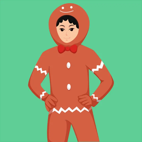 Karácsonyi Kosztümös Sütik Karaktertervezés Illusztráció — Stock Vector