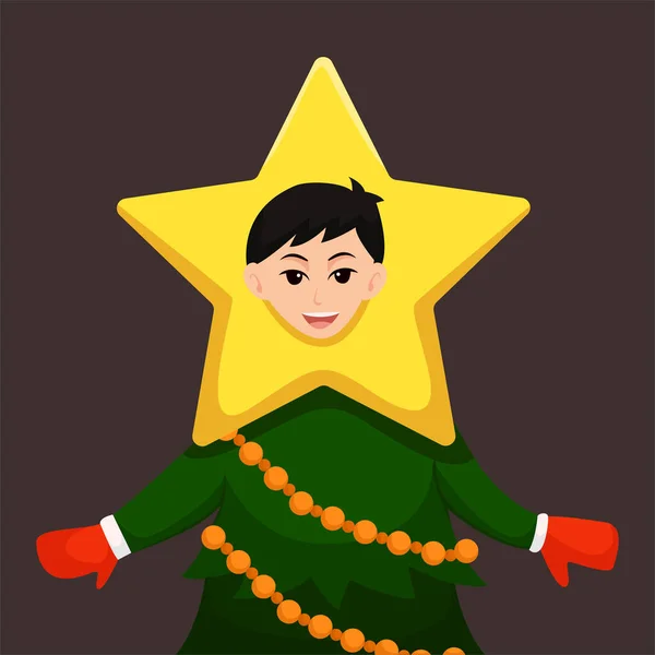 Christmas Day Fir Tree Costume Character Design Illustration — Stock Vector