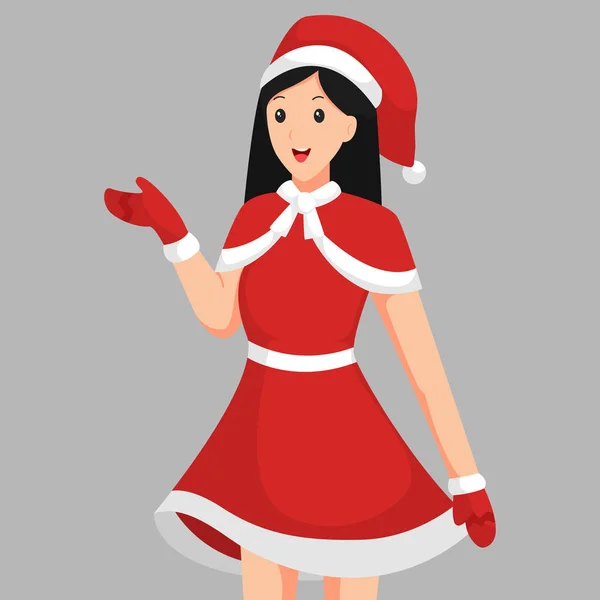 Christmas Day Girl Charakter Design Illustration — Stockový vektor