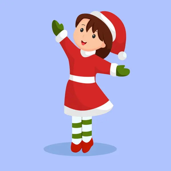 Karácsony Napja Kislány Karaktertervezés Illusztráció — Stock Vector