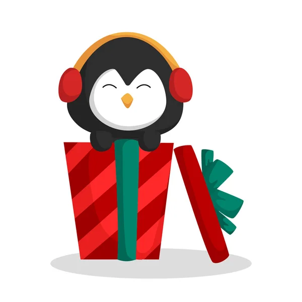 Karácsony Napja Pingvin Karaktertervezés Illusztráció — Stock Vector