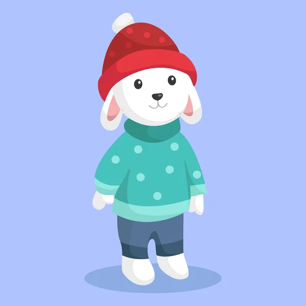 Christmas Day Rabbit Character Design Illustration — Stock Vector