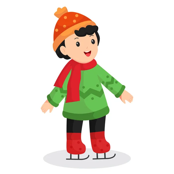 Inverno Crianças Personagem Design Ilustração —  Vetores de Stock
