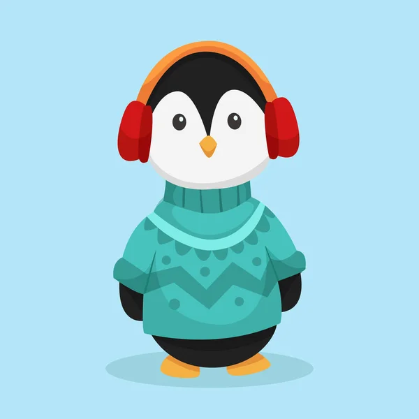 Invierno Pingüino Diseño Personajes Ilustración — Vector de stock
