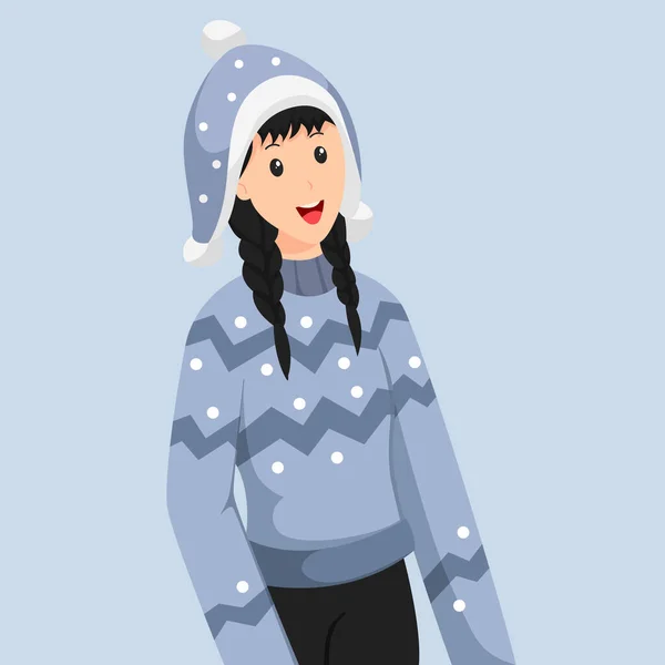 Winter Girl Character Design Illustration — Stock Vector