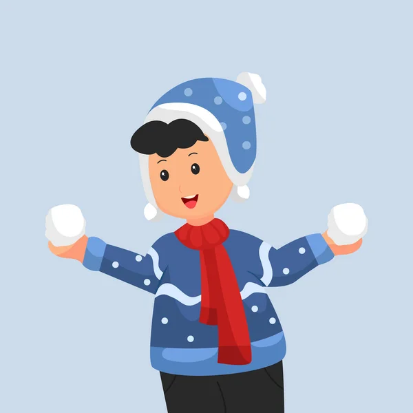 Kid Snowball Character Design Illustration — Stock Vector