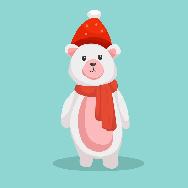 Christmas Day Polar Bear Character Design Illustration — Stock Vector