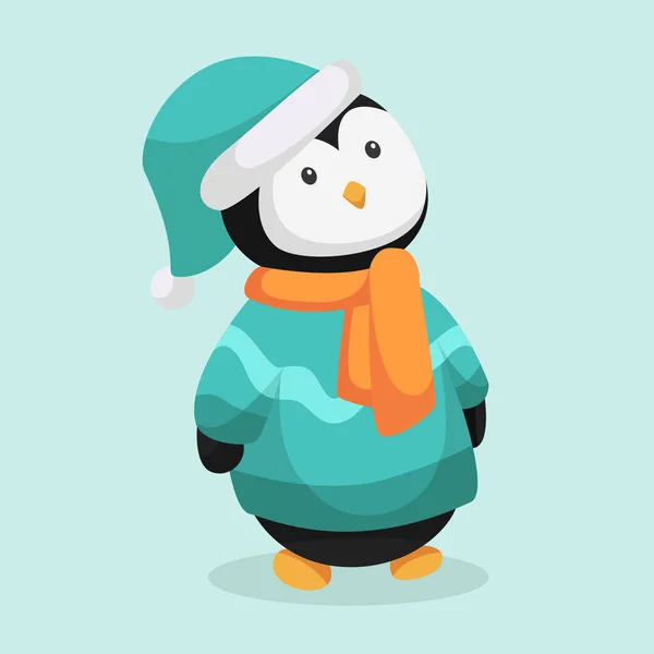 Ilustração Design Personagens Pinguim Natal —  Vetores de Stock