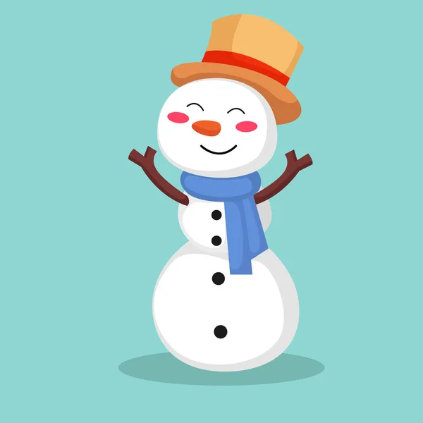 Navidad Muñeco Nieve Personaje Diseño Ilustración — Vector de stock