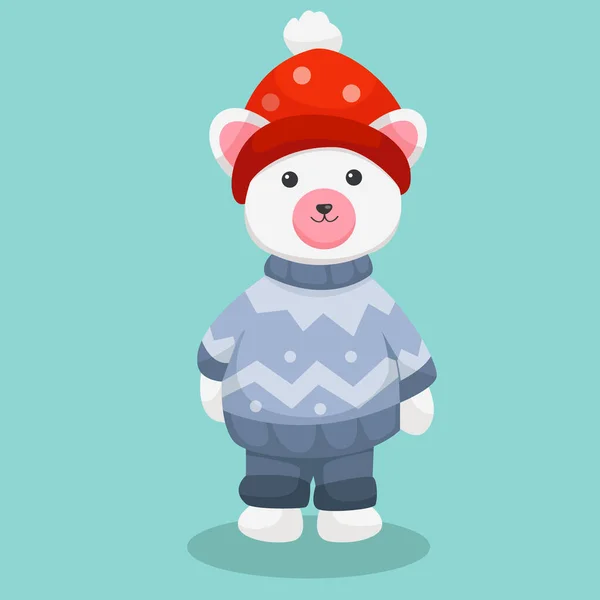 Christmas Polar Bear Character Design Illustration — Stock Vector