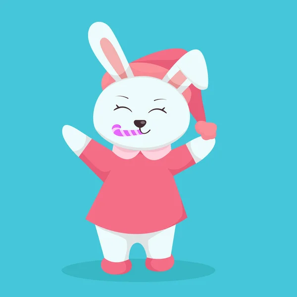 Christmas Rabbit Character Design Illustration — Stock Vector