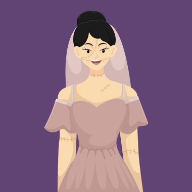 Korkunç Cadılar Bayramı Hayalet Kız Karakter Tasarımı Çizimi