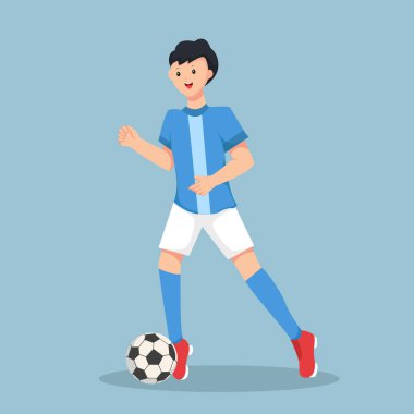 Çocuk Futbol Karakteri Tasarımı Çizimi Oynuyor