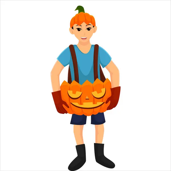 Disfraz Halloween Aterrador Calabaza Carácter Diseño Ilustración — Vector de stock
