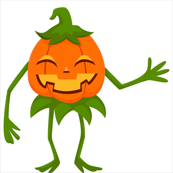 Ilustración Diseño Personajes Calabaza Halloween Aterrador — Vector de stock