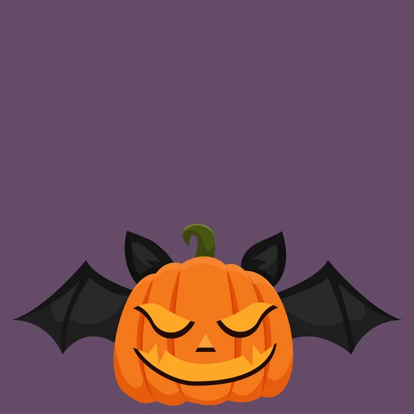 Gruseliger Halloween Kürbis Mit Fledermaus Charakterdesign Illustration — Stockvektor