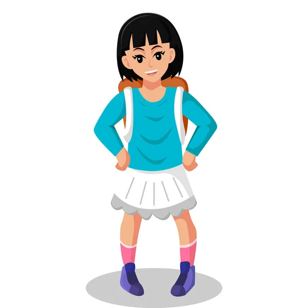 Abenteuerliche Kleine Mädchen Character Design Illustration — Stockvektor