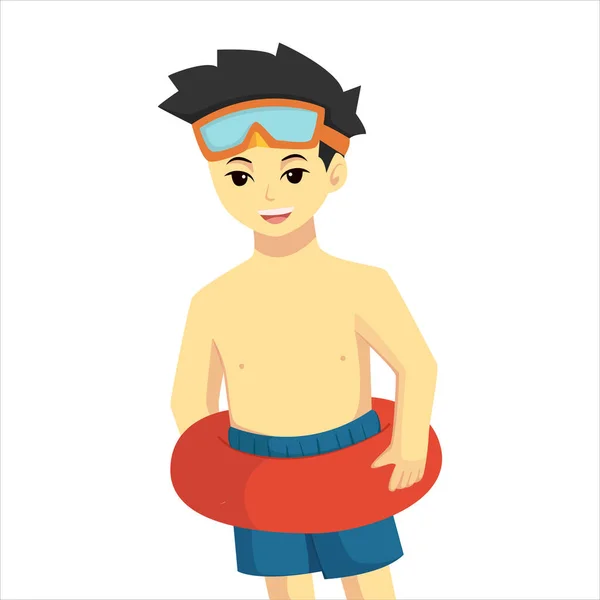 Boy Swimming Costume Character Illustration — стоковый вектор