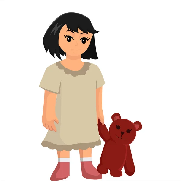 Little Girl Doll Character Design Illustration — Stock Vector