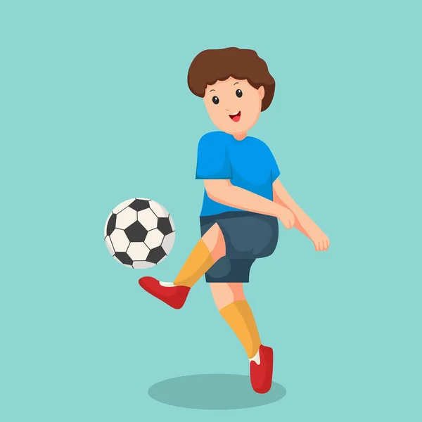 Boy Playing Football Character Design Illustration — Stock Vector