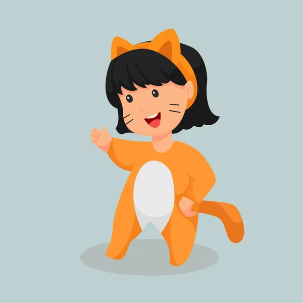 Little Girl Tiger Costume Character Design Illustration — Stock Vector