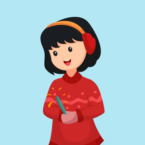 Little Girl Character Design Illustration — Stock Vector