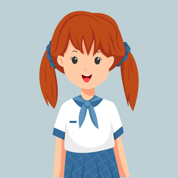 制服を着た少女キャラクターデザインイラスト — ストックベクタ