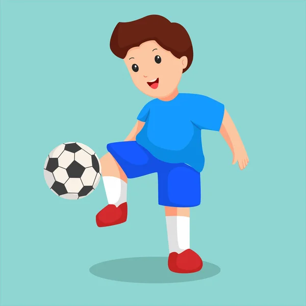 Παιδί Που Παίζει Ποδόσφαιρο Χαρακτήρας Σχεδιασμός Εικονογράφηση — Διανυσματικό Αρχείο