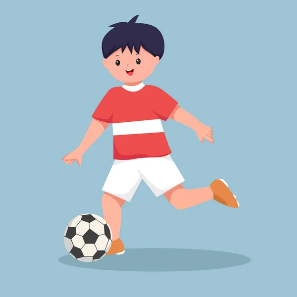 Niño Jugando Fútbol Carácter Diseño Ilustración — Archivo Imágenes Vectoriales