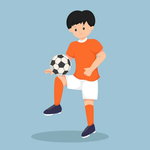 Kid Playing Football Character Design Illustration — Stock Vector