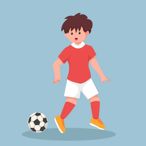 stock vector Kid Playing Football Character Design Illustration