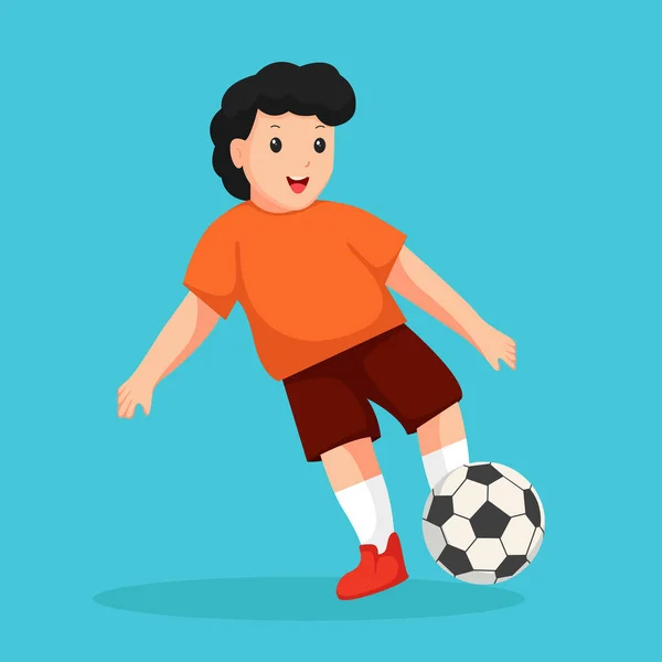 Niño Jugando Fútbol Carácter Diseño Ilustración — Archivo Imágenes Vectoriales