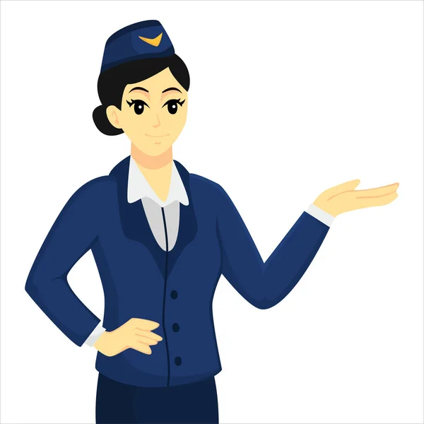 Stewardess Character Design Illustration — Stockvektor