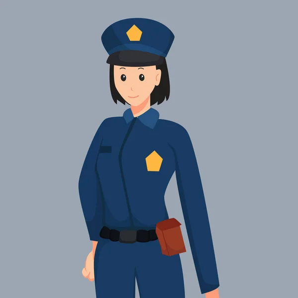 Poliskvinna Teckendesign Illustration — Stock vektor