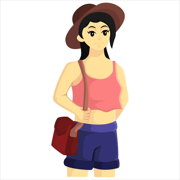 Resenär Med Bag Character Design Illustration — Stock vektor
