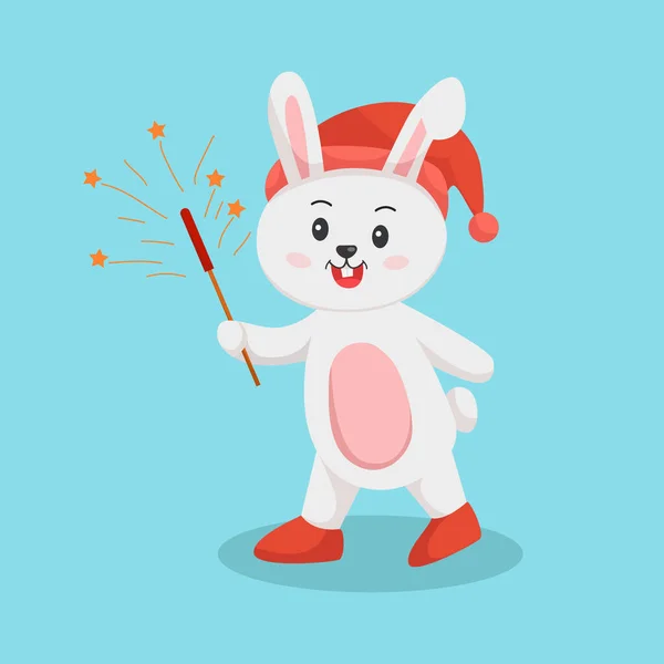 Rabbit Firework Character Design Illustration — Stock Vector
