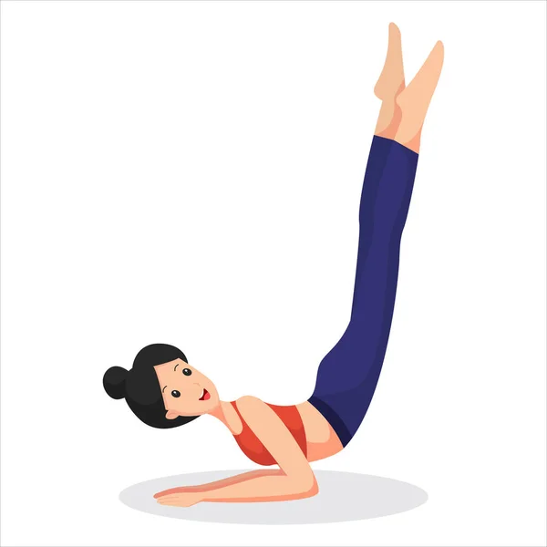 Γυναίκα Κάνει Yoga Χαρακτήρας Σχεδιασμός Εικονογράφηση — Διανυσματικό Αρχείο