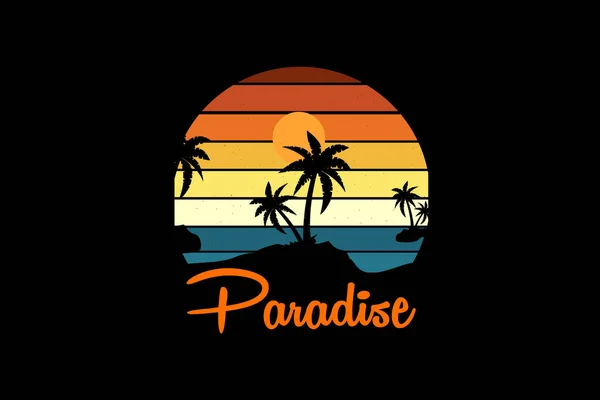 Paradise Retro Vintage Design Paisagem — Vetor de Stock