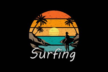 Retro Vintage Tasarım Peyzajı Sörfü
