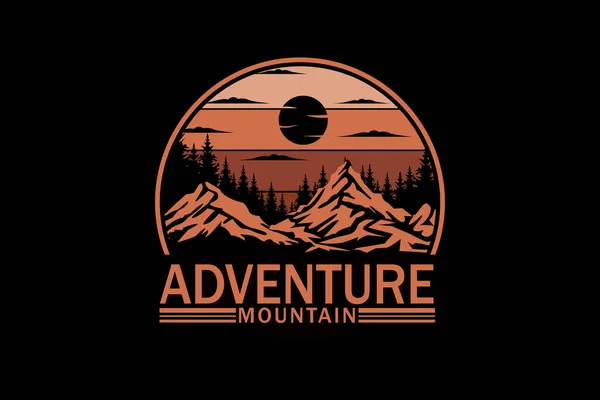Ретро Винтажный Пейзаж Adventure Mountain — стоковый вектор