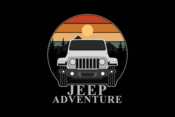 Jeep Macera Retro Vintage Tasarım Peyzajı