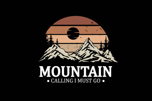 Mountain Calling Must Retro Design Landschaft — Stockvektor