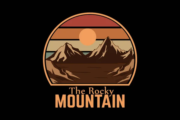 Rocky Mountain Retro Vintage Σχεδιασμός Τοπίο — Διανυσματικό Αρχείο