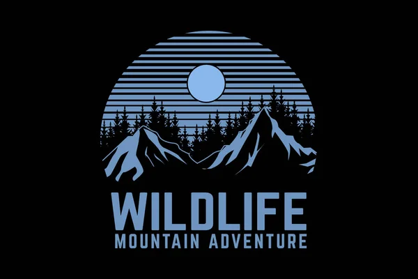 Wildlife Mountain Adventure Retro Design Landschaft — Stockvektor