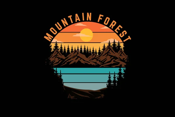 Mountain Forest Retro Vintage Design Maisema — vektorikuva