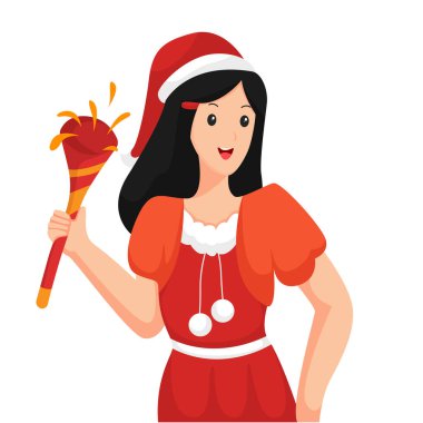 Havai fişek Karakteri Tasarım İllüstrasyonlu Noel Kızı