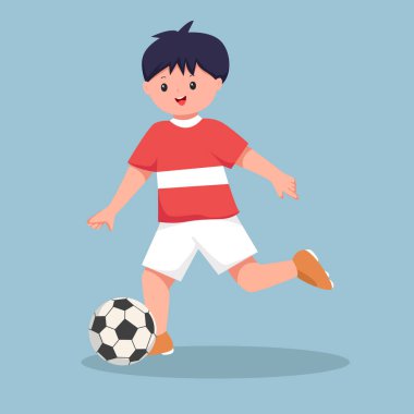Çocuk Futbol Oynayan Karakter Tasarımı Çizimi
