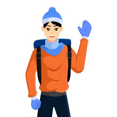 Sırt çantalı Gezgin Karakter Tasarımı Çizimi