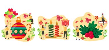 Düz Paket Noel Kutlama Tasarımı Çizimi