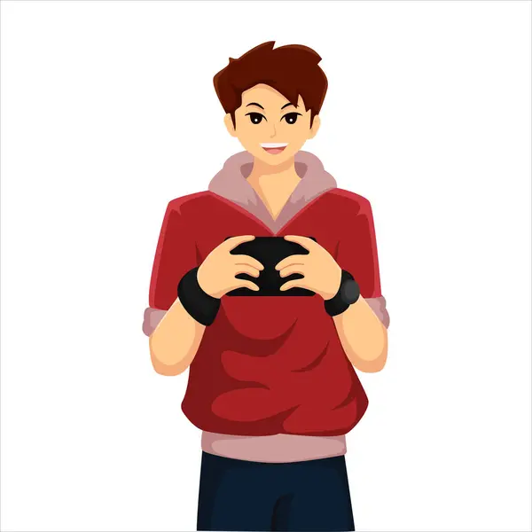 Illustration Personnage Joueur Mobile — Image vectorielle